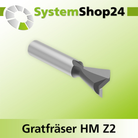 Systemshop24 Gratfräser ohne Vorschneider mit Achswinkel HM Z2 D12,7mm (1/2") AL12,7mm (1/2") 14° GL47,5mm S8mm SL30,5mm RL