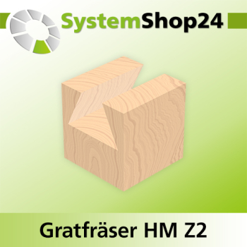 Systemshop24 Gratfräser ohne Vorschneider mit Achswinkel HM Z2 D14,3mm AL13,5mm 15° GL49,5mm S8mm SL32mm RL