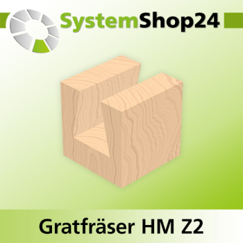 Systemshop24 Gratfräser ohne Vorschneider mit Achswinkel HM Z2 D9,5mm (3/8") AL9,5mm (3/8") 12° GL43,5mm S8mm SL30,5mm RL