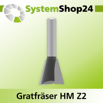 Systemshop24 Gratfräser ohne Vorschneider mit Achswinkel HM Z2 D22mm AL22mm 15° GL56mm S8mm SL34mm RL