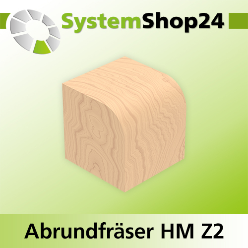 Systemshop24 Abrundfräser mit auslaufender Schneide mit Achswinkel und Kugellager HM Z2 D21,7mm AL12,7mm (1/2") R2,5mm GL57mm S8mm RL