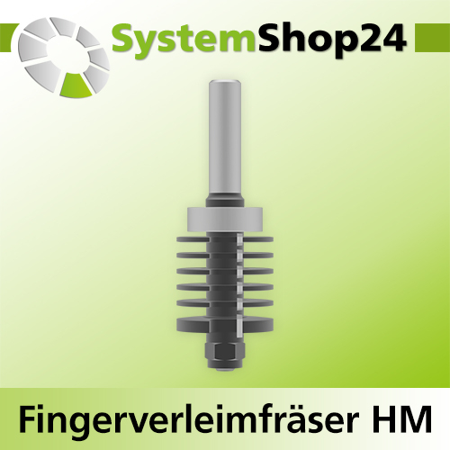 Systemshop24 Fingerverleimfräser konisch mit Kugellager am Schaft HM Z2 D42mm AL38mm T7mm GL109mm S12mm RL