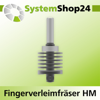 Systemshop24 Fingerverleimfräser konisch mit Kugellager am Schaft HM Z2 D42mm AL38mm T7mm GL109mm S12mm RL