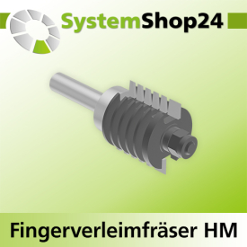 Systemshop24 Fingerverleimfräser konisch mit Kugellager am Schaft HM Z2 D42mm AL38mm T7mm GL109mm S12mm RL
