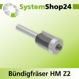 Systemshop24 Bündigfräser mit Kugellager HM Z2 D16mm AL15,5mm GL60mm S6mm RL