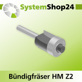 Systemshop24 Bündigfräser mit Kugellager HM Z2 D19mm (3/4") AL16mm GL63mm S6mm RL