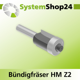 Systemshop24 Bündigfräser mit Kugellager HM Z2 D19mm (3/4") AL20mm GL67mm S8mm RL