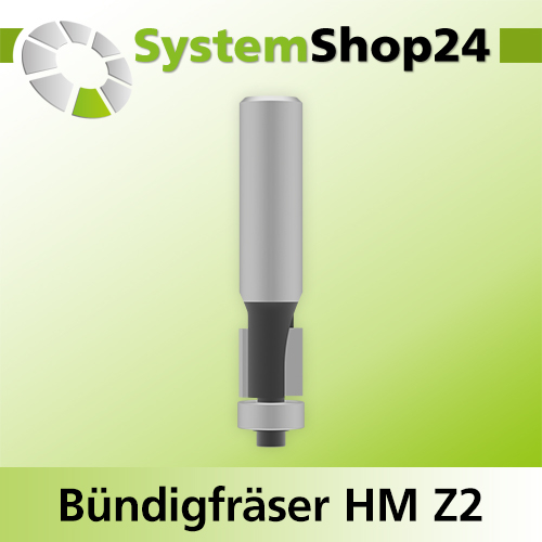 Systemshop24 Bündigfräser mit Kugellager HM Z2 D12,7mm (1/2") AL13mm GL67mm S12mm RL