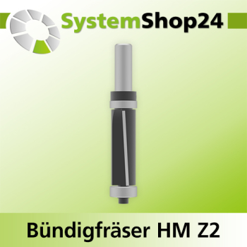 Systemshop24 Bündigfräser mit Achswinkel und zwei Kugellager HM Z2 D19mm (3/4") AL51mm GL111,4mm S12mm SL32mm RL