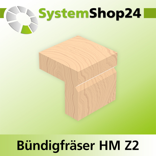 Systemshop24 Bündigfräser für Schattenfugen mit Kugellager HM Z2 D19mm (3/4") D1 16mm AL25,4mm (1") GL70mm S8mm RL