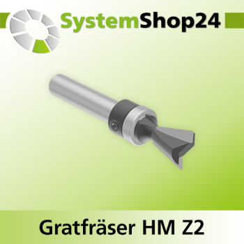 Systemshop24 Gratfräser mit Achswinkel und Kugellager am Schaft HM Z2 D12,7mm (1/2") AL13,5mm 14° GL62mm S8mm RL