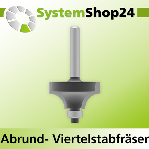 Systemshop24 Abrundfräser und Viertelstabfräser Kombination mit Achswinkel und Kugellager HM Z2 D31,8mm (1 1/4") AL16,7mm R9,5mm (3/8") GL60mm S6mm RL
