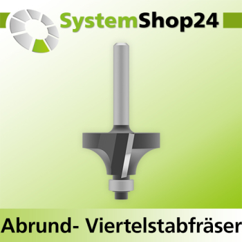 Systemshop24 Abrundfräser und Viertelstabfräser Kombination mit Achswinkel und Kugellager HM Z2 D31,8mm (1 1/4") AL16,7mm R9,5mm (3/8") GL60mm S6mm RL