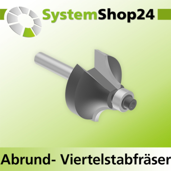 Systemshop24 Abrundfräser und Viertelstabfräser Kombination mit Achswinkel und Kugellager HM Z2 D31,8mm (1 1/4") AL16,7mm R9,5mm (3/8") GL60mm S6mm RL
