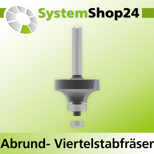 Systemshop24 Abrundfräser und Viertelstabfräser Kombination mit Achswinkel und Kugellager HM Z2 D28,6mm (1 1/8") AL15mm R8mm GL58mm S6mm RL