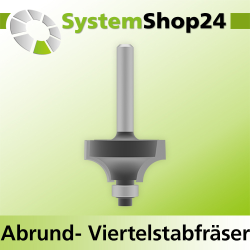 Systemshop24 Abrundfräser und Viertelstabfräser Kombination mit Achswinkel und Kugellager HM Z2 D28,6mm (1 1/8") AL15mm R8mm GL58mm S6mm RL