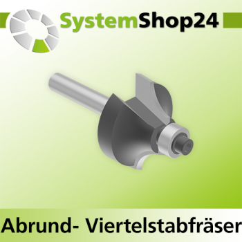 Systemshop24 Abrundfräser und Viertelstabfräser Kombination mit Achswinkel und Kugellager HM Z2 D28,6mm (1 1/8") AL15mm R8mm GL58mm S6mm RL