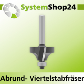 Systemshop24 Abrundfräser und Viertelstabfräser Kombination mit Achswinkel und Kugellager HM Z2 D28,6mm (1 1/8") AL15mm R8mm GL58mm S6mm RL