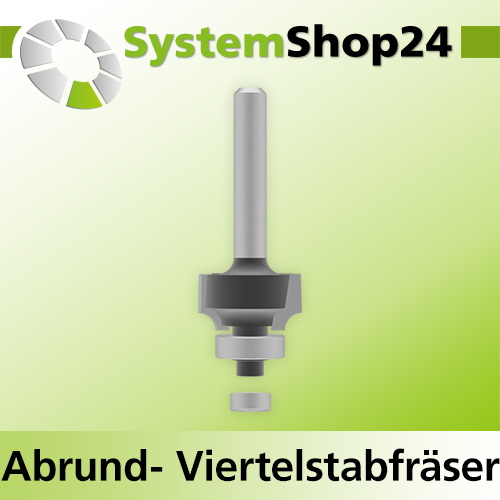 Systemshop24 Abrundfräser und Viertelstabfräser Kombination mit Achswinkel und Kugellager HM Z2 D19mm (3/4") AL10,3mm R3,2mm (1/8") GL54mm (2 1/8") S6mm RL
