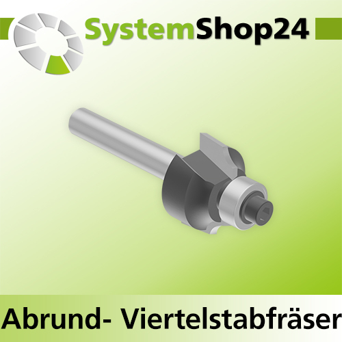 Systemshop24 Abrundfräser und Viertelstabfräser Kombination mit Achswinkel und Kugellager HM Z2 D19mm (3/4") AL10,3mm R3,2mm (1/8") GL54mm (2 1/8") S6mm RL
