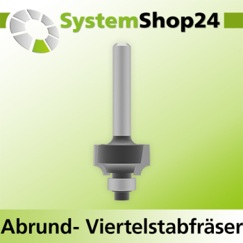 Systemshop24 Abrundfräser und Viertelstabfräser Kombination mit Achswinkel und Kugellager HM Z2 D19mm (3/4") AL10,3mm R3,2mm (1/8") GL54mm (2 1/8") S6mm RL