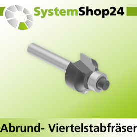 Systemshop24 Abrundfräser und Viertelstabfräser Kombination mit Achswinkel und Kugellager HM Z2 D19mm (3/4") AL10,3mm R3,2mm (1/8") GL54mm (2 1/8") S6mm RL
