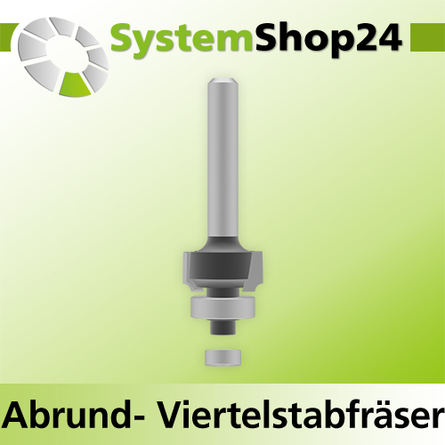 Systemshop24 Abrundfräser und Viertelstabfräser Kombination mit Achswinkel und Kugellager HM Z2 D15,9mm (5/8") AL7,9mm R1,6mm GL51mm S6mm RL