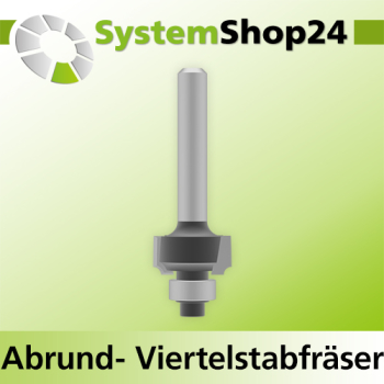 Systemshop24 Abrundfräser und Viertelstabfräser Kombination mit Achswinkel und Kugellager HM Z2 D15,9mm (5/8") AL7,9mm R1,6mm GL51mm S6mm RL