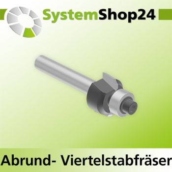 Systemshop24 Abrundfräser und Viertelstabfräser Kombination mit Achswinkel und Kugellager HM Z2 D15,9mm (5/8") AL7,9mm R1,6mm GL51mm S6mm RL