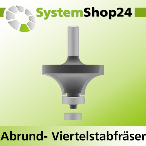 Systemshop24 Abrundfräser und Viertelstabfräser Kombination mit Achswinkel und Kugellager HM Z2 D44,5mm (1 3/4") AL22,2mm (7/8") R15,9mm (5/8") GL66mm S8mm RL