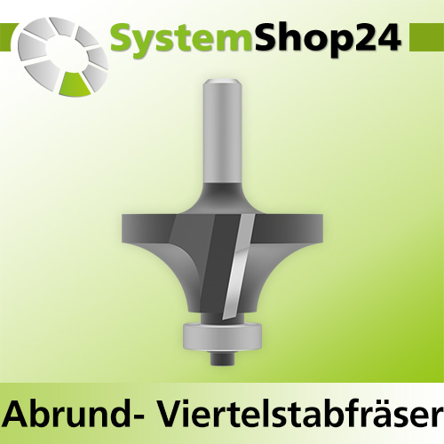 Systemshop24 Abrundfräser und Viertelstabfräser Kombination mit Achswinkel und Kugellager HM Z2 D44,5mm (1 3/4") AL22,2mm (7/8") R15,9mm (5/8") GL66mm S8mm RL