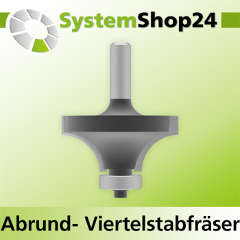 Systemshop24 Abrundfräser und Viertelstabfräser Kombination mit Achswinkel und Kugellager HM Z2 D44,5mm (1 3/4") AL22,2mm (7/8") R15,9mm (5/8") GL66mm S8mm RL