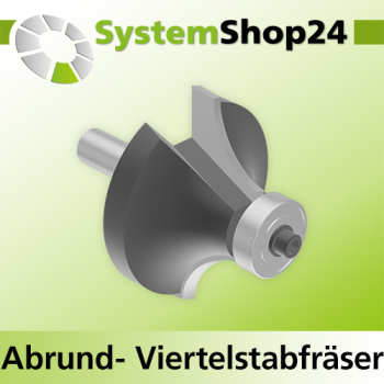 Systemshop24 Abrundfräser und Viertelstabfräser Kombination mit Achswinkel und Kugellager HM Z2 D44,5mm (1 3/4") AL22,2mm (7/8") R15,9mm (5/8") GL66mm S8mm RL