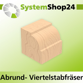 Systemshop24 Abrundfräser und Viertelstabfräser Kombination mit Achswinkel und Kugellager HM Z2 D42,7mm AL22,2mm (7/8") R15mm GL65mm S8mm RL