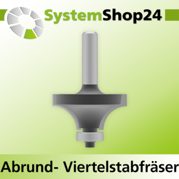 Systemshop24 Abrundfräser und Viertelstabfräser Kombination mit Achswinkel und Kugellager HM Z2 D38,1mm (1 1/2") AL19mm (3/4") R12,7mm (1/2") GL63mm S8mm RL
