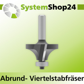 Systemshop24 Abrundfräser und Viertelstabfräser Kombination mit Achswinkel und Kugellager HM Z2 D38,1mm (1 1/2") AL19mm (3/4") R12,7mm (1/2") GL63mm S8mm RL