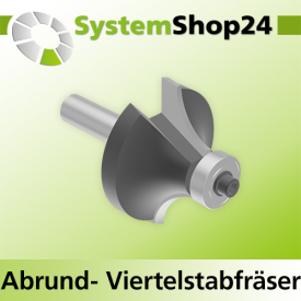 Systemshop24 Abrundfräser und Viertelstabfräser Kombination mit Achswinkel und Kugellager HM Z2 D38,1mm (1 1/2") AL19mm (3/4") R12,7mm (1/2") GL63mm S8mm RL