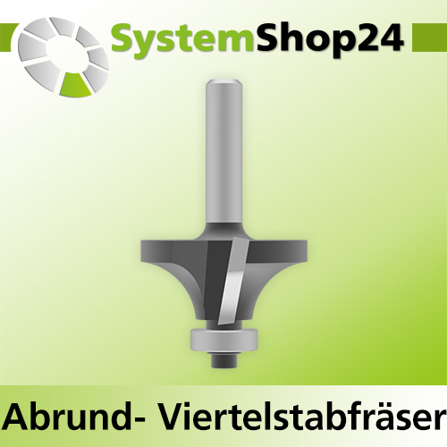 Systemshop24 Abrundfräser und Viertelstabfräser Kombination mit Achswinkel und Kugellager HM Z2 D36,7mm AL19mm (3/4") R12mm GL63mm S8mm RL