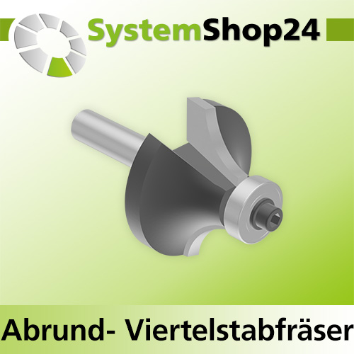 Systemshop24 Abrundfräser und Viertelstabfräser Kombination mit Achswinkel und Kugellager HM Z2 D36,7mm AL19mm (3/4") R12mm GL63mm S8mm RL