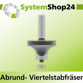 Systemshop24 Abrundfräser und Viertelstabfräser Kombination mit Achswinkel und Kugellager HM Z2 D36,7mm AL19mm (3/4") R12mm GL63mm S8mm RL