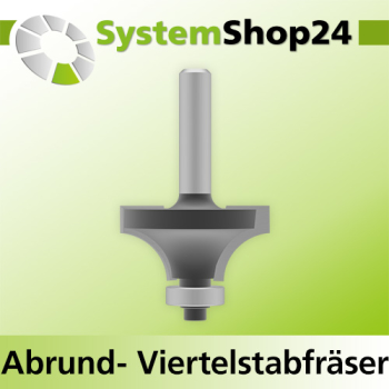 Systemshop24 Abrundfräser und Viertelstabfräser Kombination mit Achswinkel und Kugellager HM Z2 D36,7mm AL19mm (3/4") R12mm GL63mm S8mm RL