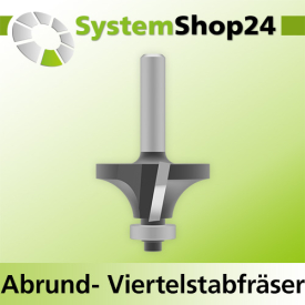 Systemshop24 Abrundfräser und Viertelstabfräser Kombination mit Achswinkel und Kugellager HM Z2 D36,7mm AL19mm (3/4") R12mm GL63mm S8mm RL