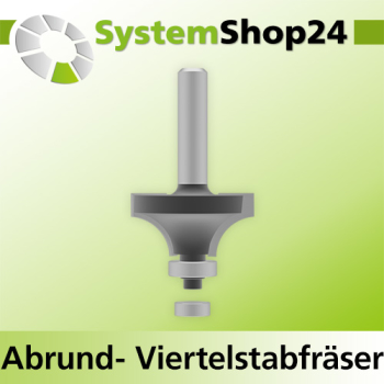 Systemshop24 Abrundfräser und Viertelstabfräser Kombination mit Achswinkel und Kugellager HM Z2 D32,7mm AL16,7mm R10mm GL60mm S8mm RL