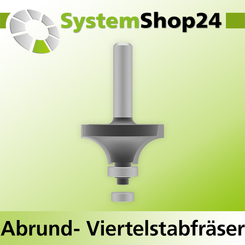 Systemshop24 Abrundfräser und Viertelstabfräser Kombination mit Achswinkel und Kugellager HM Z2 D31,8mm (1 1/4") AL16,7mm R9,5mm (3/8") GL60mm S8mm RL