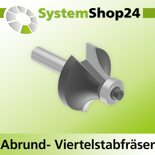 Systemshop24 Abrundfräser und Viertelstabfräser Kombination mit Achswinkel und Kugellager HM Z2 D31,8mm (1 1/4") AL16,7mm R9,5mm (3/8") GL60mm S8mm RL