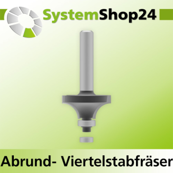 Systemshop24 Abrundfräser und Viertelstabfräser Kombination mit Achswinkel und Kugellager HM Z2 D28,6mm (1 1/8") AL15,9mm (5/8") R8mm GL59mm S8mm RL