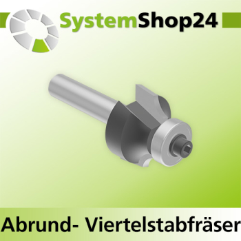 Systemshop24 Abrundfräser und Viertelstabfräser Kombination mit Achswinkel und Kugellager HM Z2 D24,7mm AL13,5mm R6mm GL57mm S8mm RL