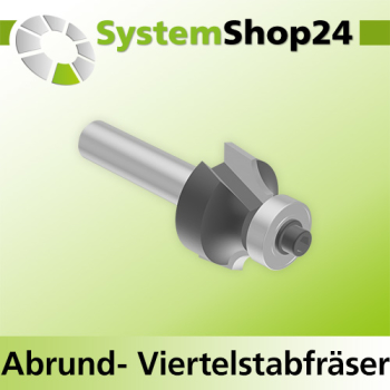 Systemshop24 Abrundfräser und Viertelstabfräser Kombination mit Achswinkel und Kugellager HM Z2 D22,2mm (7/8") AL11,1mm R4,8mm GL56mm S8mm RL