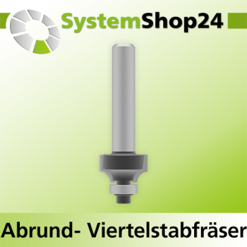 Systemshop24 Abrundfräser und Viertelstabfräser Kombination mit Achswinkel und Kugellager HM Z2 D19mm (3/4") AL10,3mm R3,2mm (1/8") GL54mm (2 1/8") S8mm RL