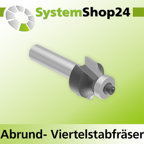 Systemshop24 Abrundfräser und Viertelstabfräser Kombination mit Achswinkel und Kugellager HM Z2 D18,7mm AL10,3mm R3mm GL54mm (2 1/8") S8mm RL